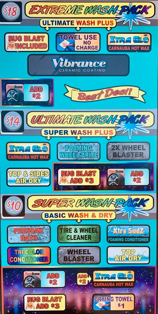 Main Wash Menu Options Main Wash Menu Options