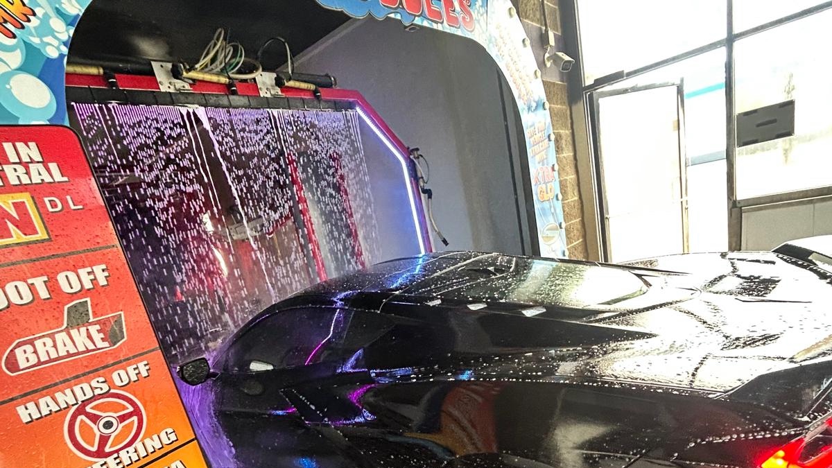 MR BUBBLES Express Wash Tunnel Entrance